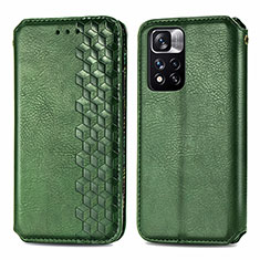 Leather Case Stands Flip Cover Holder S01D for Xiaomi Redmi Note 11 Pro+ Plus 5G Green
