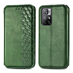 Leather Case Stands Flip Cover Holder S01D for Xiaomi Redmi Note 11S 5G Green