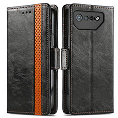 Leather Case Stands Flip Cover Holder S02D for Asus ROG Phone 7 Pro Black
