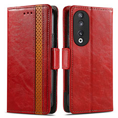 Leather Case Stands Flip Cover Holder S02D for Huawei Honor 90 5G Red