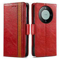 Leather Case Stands Flip Cover Holder S02D for Huawei Mate 60 Pro Red