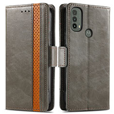 Leather Case Stands Flip Cover Holder S02D for Motorola Moto E20 Gray