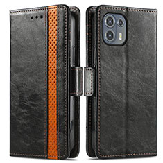Leather Case Stands Flip Cover Holder S02D for Motorola Moto Edge 20 Lite 5G Black