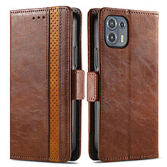 Leather Case Stands Flip Cover Holder S02D for Motorola Moto Edge 20 Lite 5G Brown