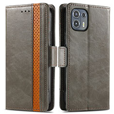 Leather Case Stands Flip Cover Holder S02D for Motorola Moto Edge 20 Lite 5G Gray