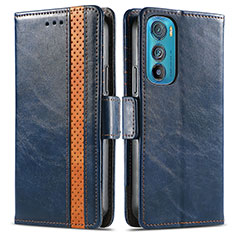Leather Case Stands Flip Cover Holder S02D for Motorola Moto Edge 30 5G Blue