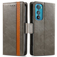 Leather Case Stands Flip Cover Holder S02D for Motorola Moto Edge 30 5G Gray