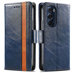 Leather Case Stands Flip Cover Holder S02D for Motorola Moto Edge 30 Pro 5G Blue