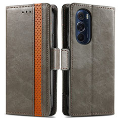 Leather Case Stands Flip Cover Holder S02D for Motorola Moto Edge 30 Pro 5G Gray