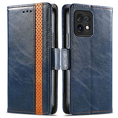 Leather Case Stands Flip Cover Holder S02D for Motorola Moto Edge 40 Pro 5G Blue