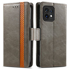 Leather Case Stands Flip Cover Holder S02D for Motorola Moto Edge 40 Pro 5G Gray