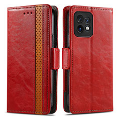 Leather Case Stands Flip Cover Holder S02D for Motorola Moto Edge 40 Pro 5G Red