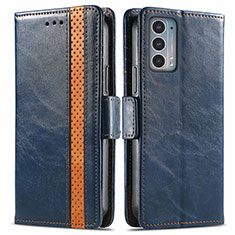 Leather Case Stands Flip Cover Holder S02D for Motorola Moto Edge Lite 5G Blue