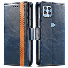 Leather Case Stands Flip Cover Holder S02D for Motorola Moto Edge S 5G Blue