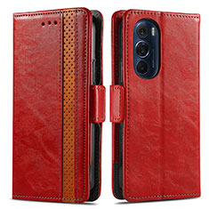 Leather Case Stands Flip Cover Holder S02D for Motorola Moto Edge X30 5G Red