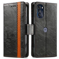 Leather Case Stands Flip Cover Holder S02D for Motorola Moto G 5G (2022) Black
