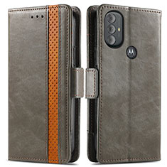 Leather Case Stands Flip Cover Holder S02D for Motorola Moto G Play Gen 2 Gray