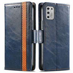 Leather Case Stands Flip Cover Holder S02D for Motorola Moto G Stylus (2021) Blue