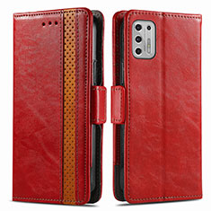 Leather Case Stands Flip Cover Holder S02D for Motorola Moto G Stylus (2021) Red