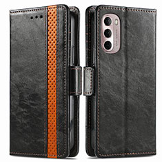 Leather Case Stands Flip Cover Holder S02D for Motorola Moto G Stylus (2022) 4G Black