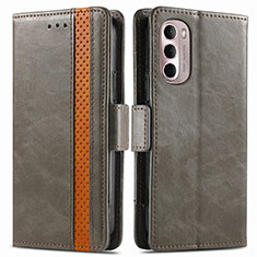 Leather Case Stands Flip Cover Holder S02D for Motorola Moto G Stylus (2022) 5G Gray