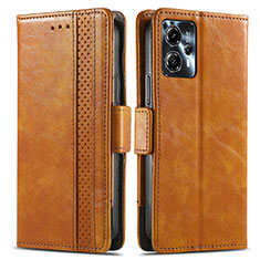 Leather Case Stands Flip Cover Holder S02D for Motorola Moto G13 Light Brown