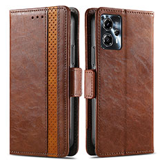 Leather Case Stands Flip Cover Holder S02D for Motorola Moto G23 Brown