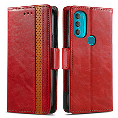 Leather Case Stands Flip Cover Holder S02D for Motorola Moto G71 5G Red
