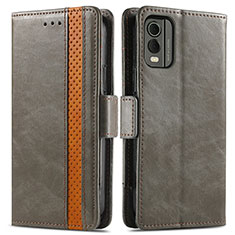 Leather Case Stands Flip Cover Holder S02D for Nokia C210 Gray