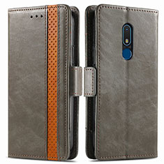 Leather Case Stands Flip Cover Holder S02D for Nokia C3 Gray