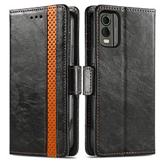Leather Case Stands Flip Cover Holder S02D for Nokia C32 Black