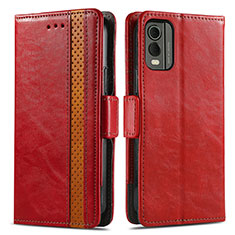 Leather Case Stands Flip Cover Holder S02D for Nokia C32 Red