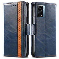 Leather Case Stands Flip Cover Holder S02D for OnePlus Nord N300 5G Blue