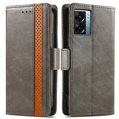 Leather Case Stands Flip Cover Holder S02D for OnePlus Nord N300 5G Gray