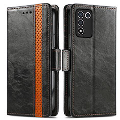 Leather Case Stands Flip Cover Holder S02D for Oppo K9S 5G Black