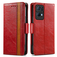 Leather Case Stands Flip Cover Holder S02D for Oppo Reno7 Pro 5G Red
