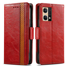 Leather Case Stands Flip Cover Holder S02D for Oppo Reno8 4G Red