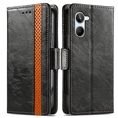 Leather Case Stands Flip Cover Holder S02D for Realme 10 4G Black