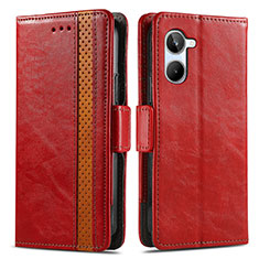 Leather Case Stands Flip Cover Holder S02D for Realme 10 4G Red