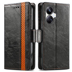 Leather Case Stands Flip Cover Holder S02D for Realme 10 Pro+ Plus 5G Black
