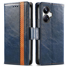 Leather Case Stands Flip Cover Holder S02D for Realme 10 Pro+ Plus 5G Blue