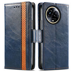 Leather Case Stands Flip Cover Holder S02D for Realme 11 5G Blue