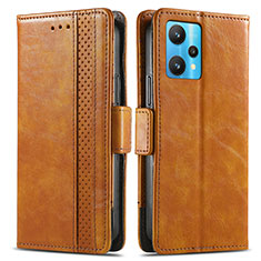 Leather Case Stands Flip Cover Holder S02D for Realme 9 5G Light Brown