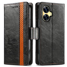 Leather Case Stands Flip Cover Holder S02D for Realme Narzo N55 Black