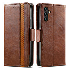 Leather Case Stands Flip Cover Holder S02D for Samsung Galaxy A04s Brown