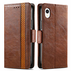 Leather Case Stands Flip Cover Holder S02D for Samsung Galaxy A22 5G SC-56B Brown