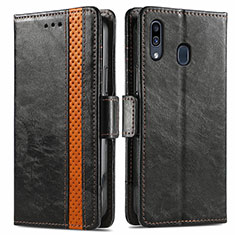 Leather Case Stands Flip Cover Holder S02D for Samsung Galaxy A30 Black