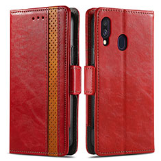 Leather Case Stands Flip Cover Holder S02D for Samsung Galaxy A40 Red