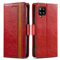 Leather Case Stands Flip Cover Holder S02D for Samsung Galaxy A42 5G Red