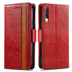 Leather Case Stands Flip Cover Holder S02D for Samsung Galaxy A50 Red